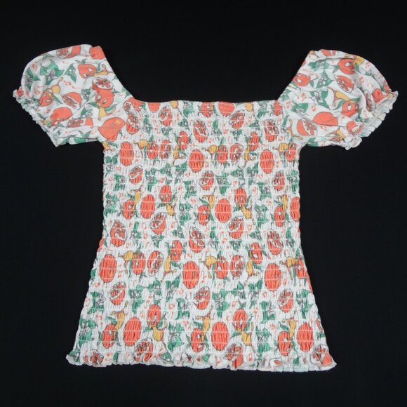 DISNEY PARKS VAULT 50 YRS ORANGE BIRD SMOCKED RUFFLED SMALL WOMENS T-SHIRT L185 - Picture 2 of 5